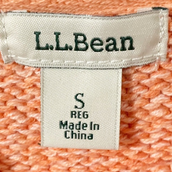L. L. Bean 100% Cotton Three Quarter Sleeved Rounded Neckline Sweater Light 🍊🧡 - Picture 8 of 11